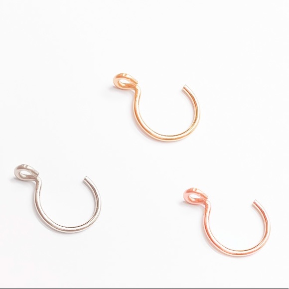 Simple Fake Nose Ring Clip On Non Pierced Hoop - Picture 3 of 6